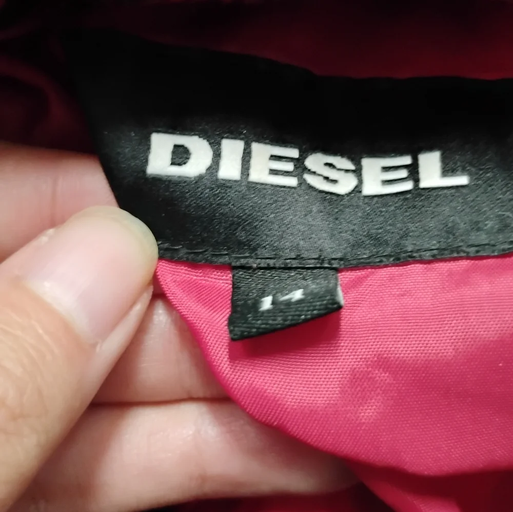 Diesel Boys Contrast Trim Hooded Puffer Jacket Down Fill Size 14